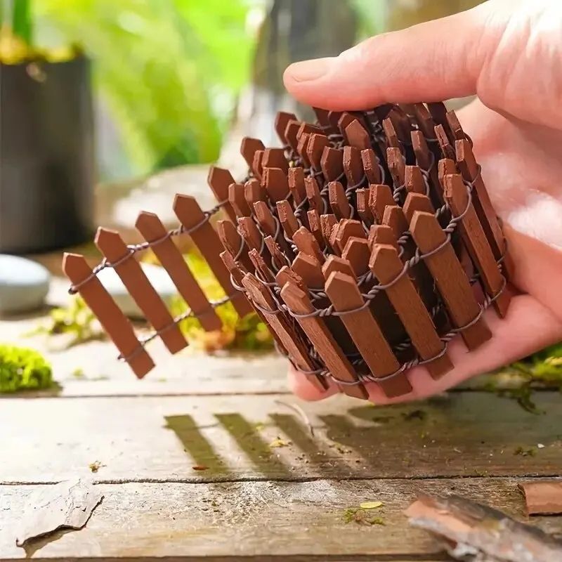 Mini Wooden Picket Fence for Fairy Garden and Bonsai Decor