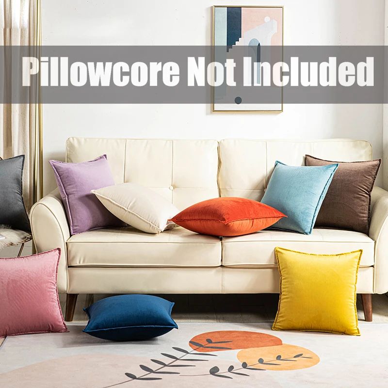 Super Soft Velvet Cushion Cover Solid Color Decorative Pillow Cover