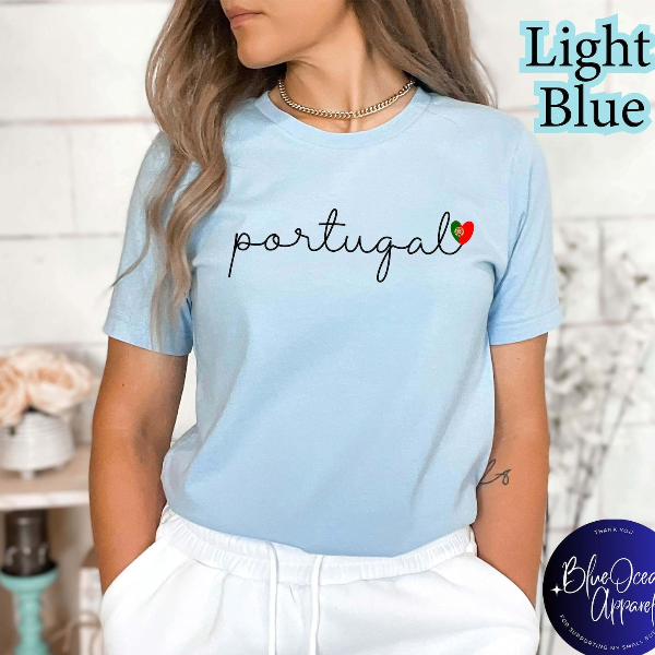 Portugal Heart Flag Shirt – Portuguese Pride Tee, Minimal Travel Souvenir Country Aesthetic Shirt