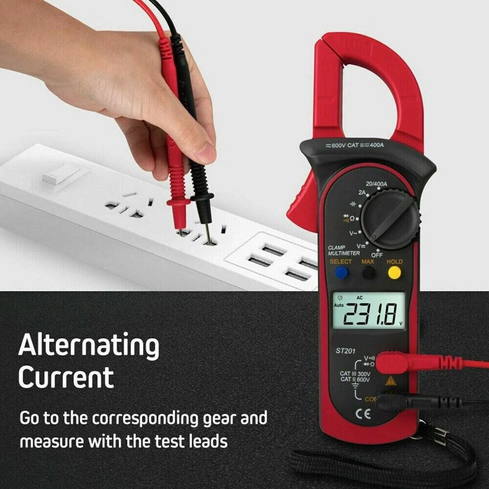 Digital Clamp Meter, Handheld True RMS Multimeter, AC Volt Amp, Ohm Cap Tester