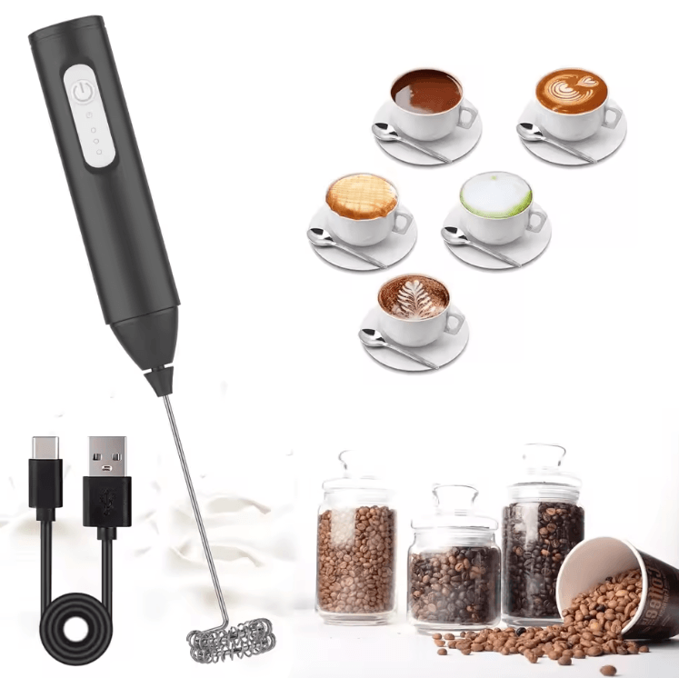USB Rechargeable Mini Milk Frother 3-Speed Electric Coffee Whisk Foam Maker