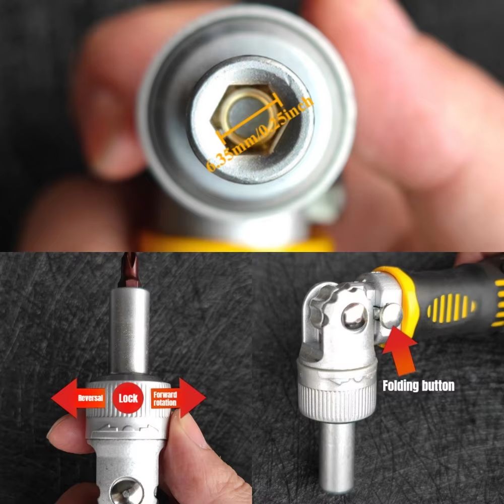 72-Tooth Ratchet Two-Way Screwdriver Set with Bendable Handle and Multi-Bits - Labor-Saving Household Maintenance Tool