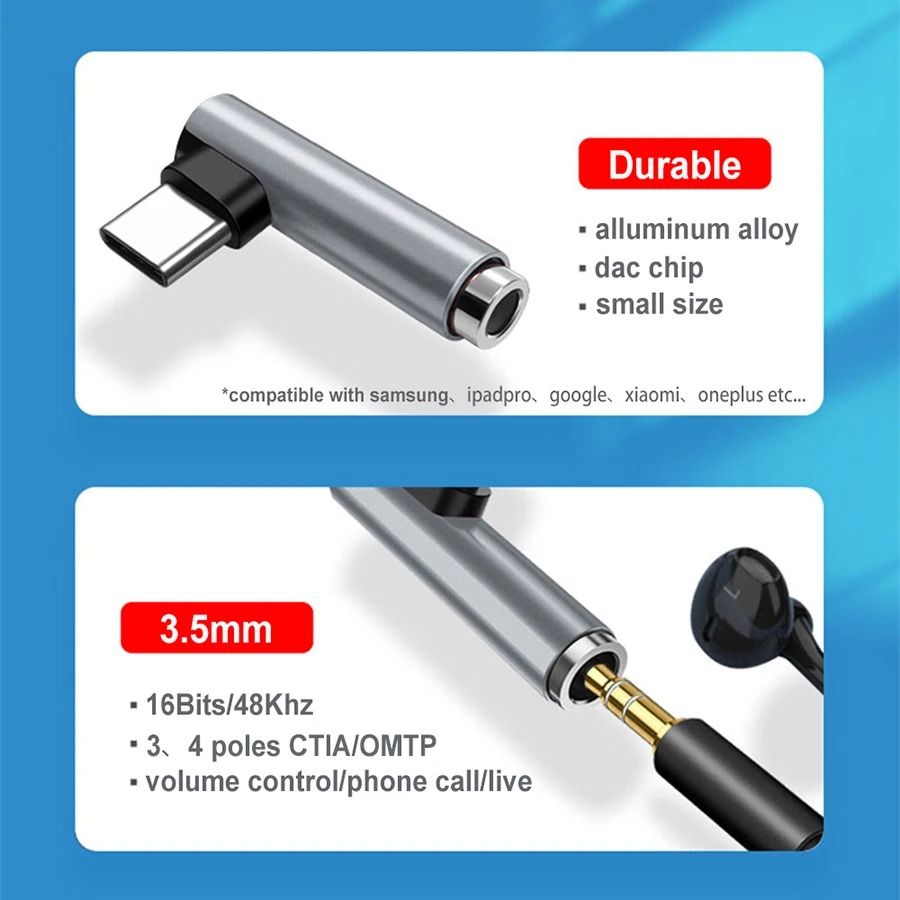 DAC USB C to 3.5mm Audio Adapter Digital Headphone Jack Converter