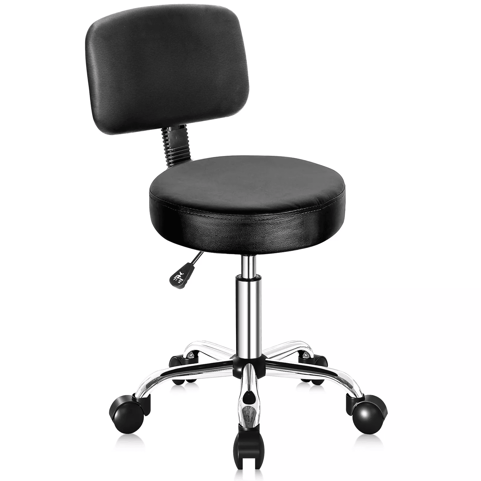 Swivel Salon Spa Stool Chair, Adjustable Hydraulic Rolling Stool with Back Support