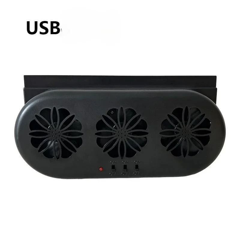 Solar Powered Car Window Exhaust Fan with USB Charging