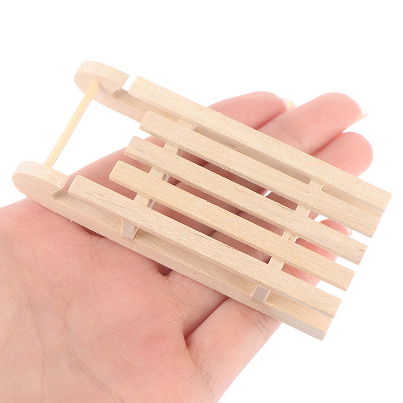 DIY Winter Ski Sled Wooden Sleigh Gift Box Model Christmas Landscape