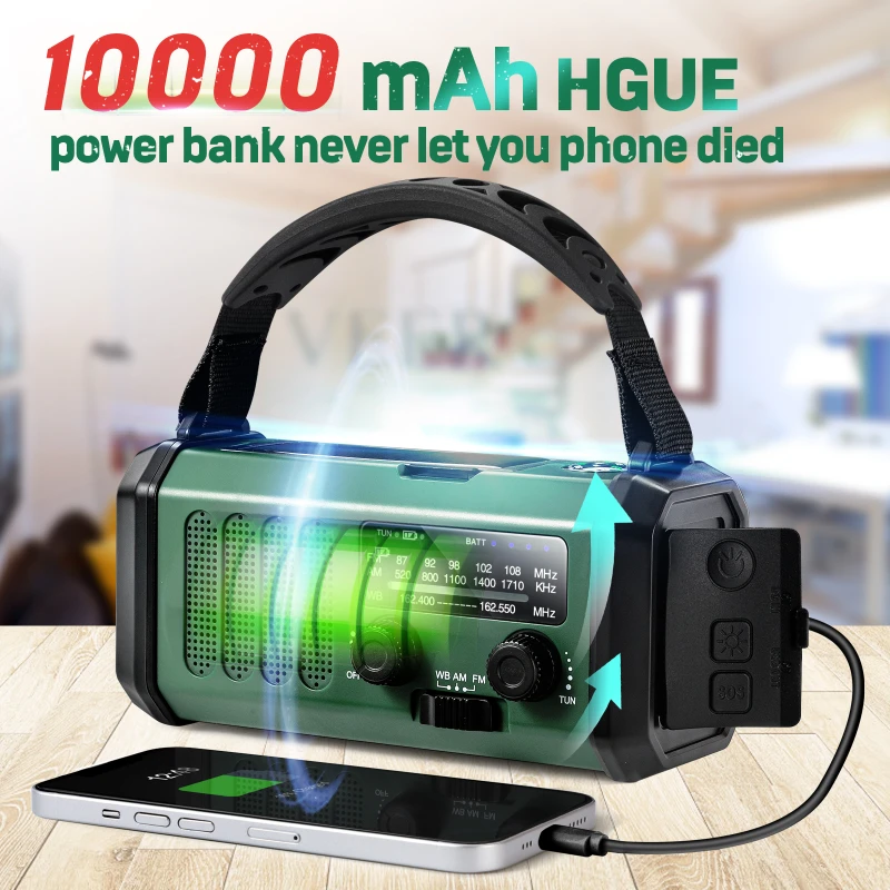 Emergency Weather Radio with NOAA, Solar Hand Crank & Flashlight