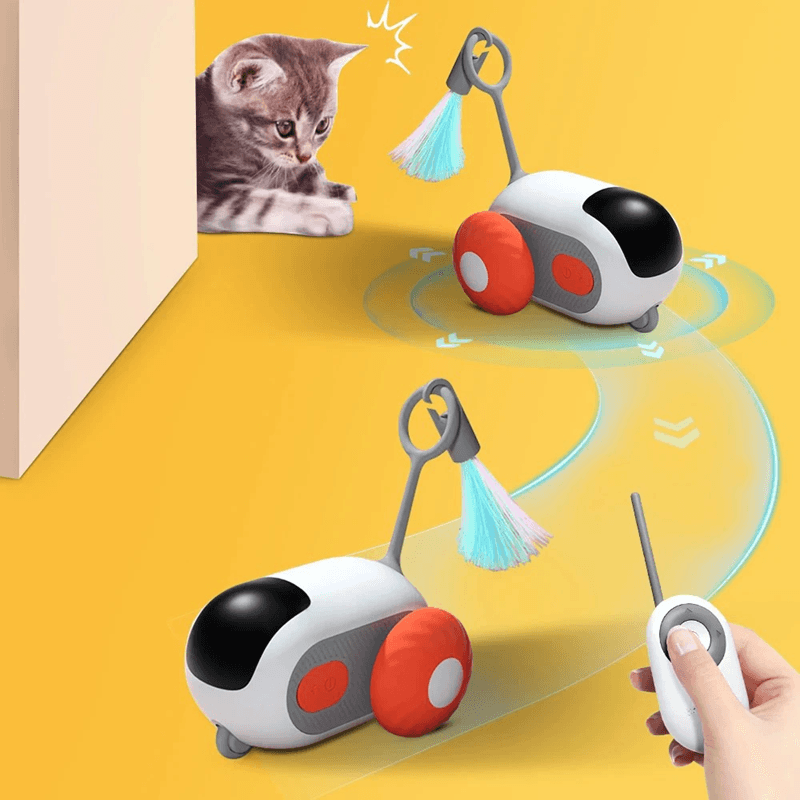 Interactive Smart Cat Toy Car with Auto and Remote Control Modes