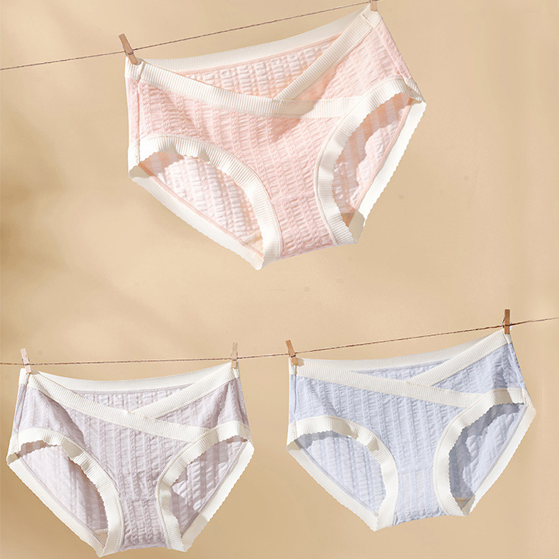 Traceless Ice Silk Pregnancy Panties, Cotton Jacquard Mid Waist V Shaped Briefs, Summer Maternity Breathable Underwear