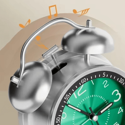 4.5 Inch Twin Bell Loud Metal Alarm Clock with 3D Dial and Backlight – Retro Battery Operated Desk Clock