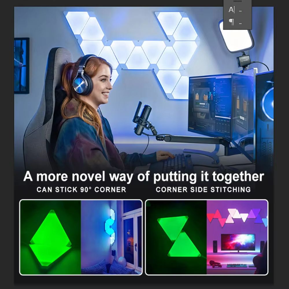 VividGlow Smart Triangle Lamp – Music Sync RGB Triangle LED Wall Light
