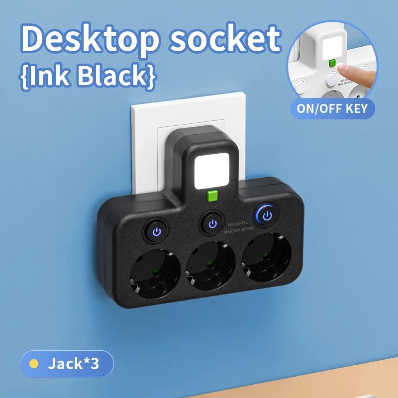 EU Power Strip with USB Charger and Separate Switches