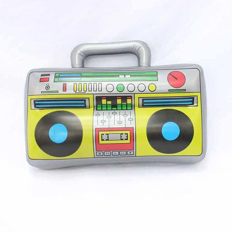 Inflatable Boombox and Microphone Set 80s 90s Theme Disco Party Props