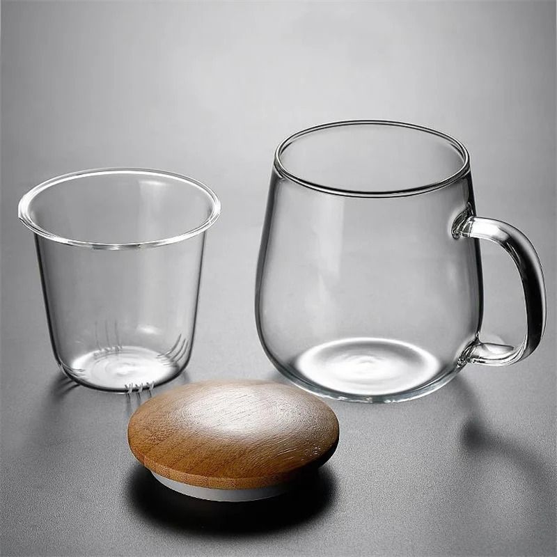 Creative Glass Tea Infuser Cup with Bamboo Lid