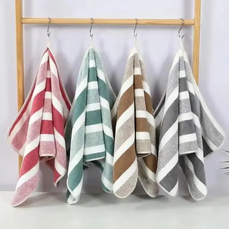 Striped Soft Quick Drying Towel Set for Face and Bath