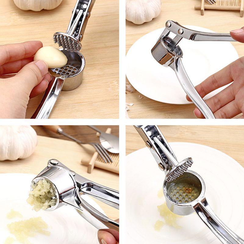 Stainless Steel Garlic Press Crusher - Manual Kitchen Tool