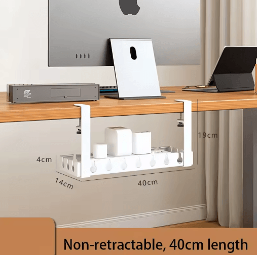 Extendable Steel Under Desk Cable Management Tray with Power Strip Holder