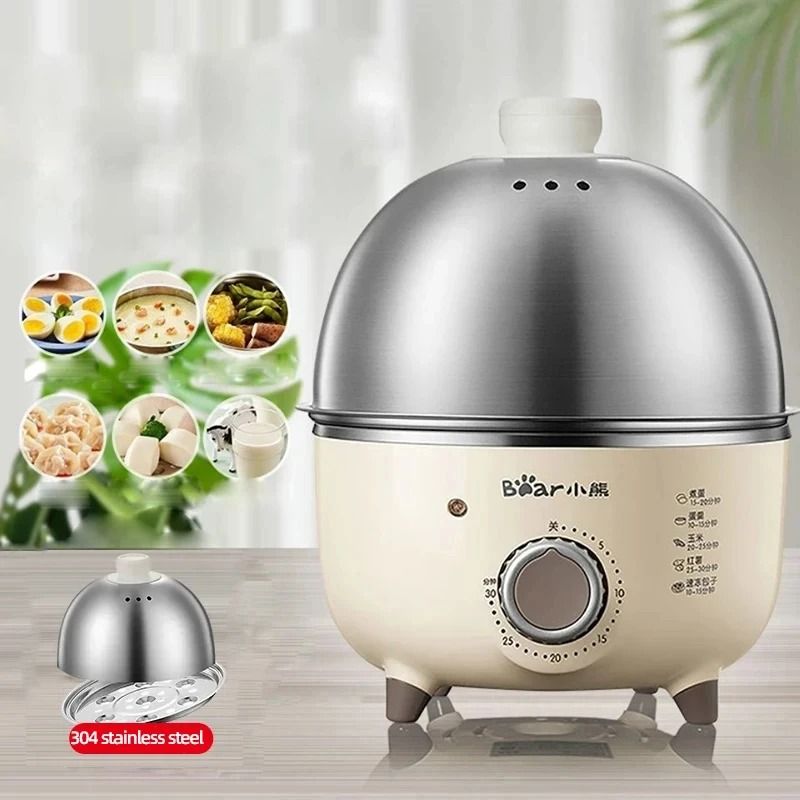 Electric Egg Boiler and Breakfast Steamer with Timer for Easy Cooking