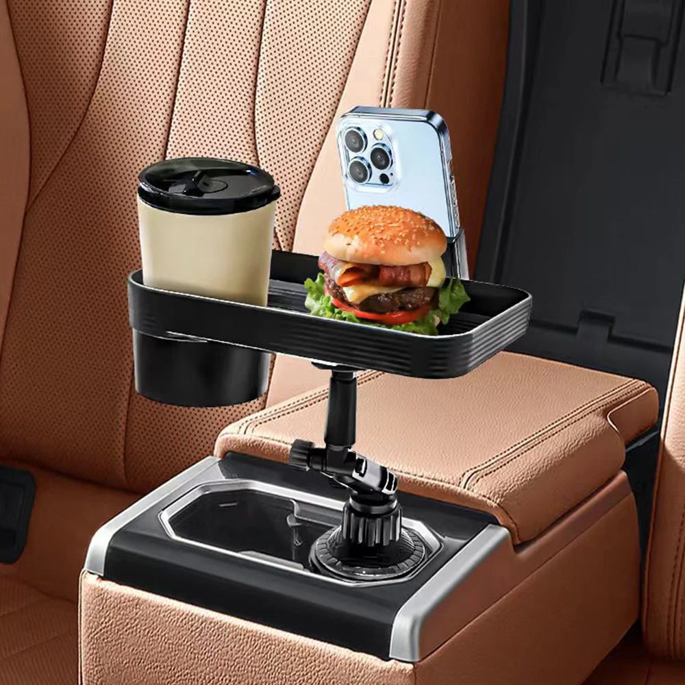 Adjustable Car Cup & Phone Holder Tray with Rotation