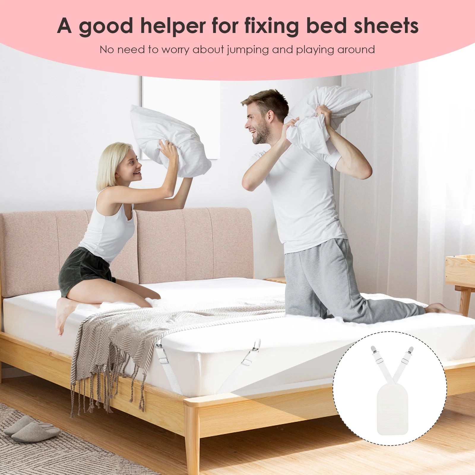 Adjustable Bed Sheet Straps Mattress Holder Clips Elastic Sheet Fasteners Set