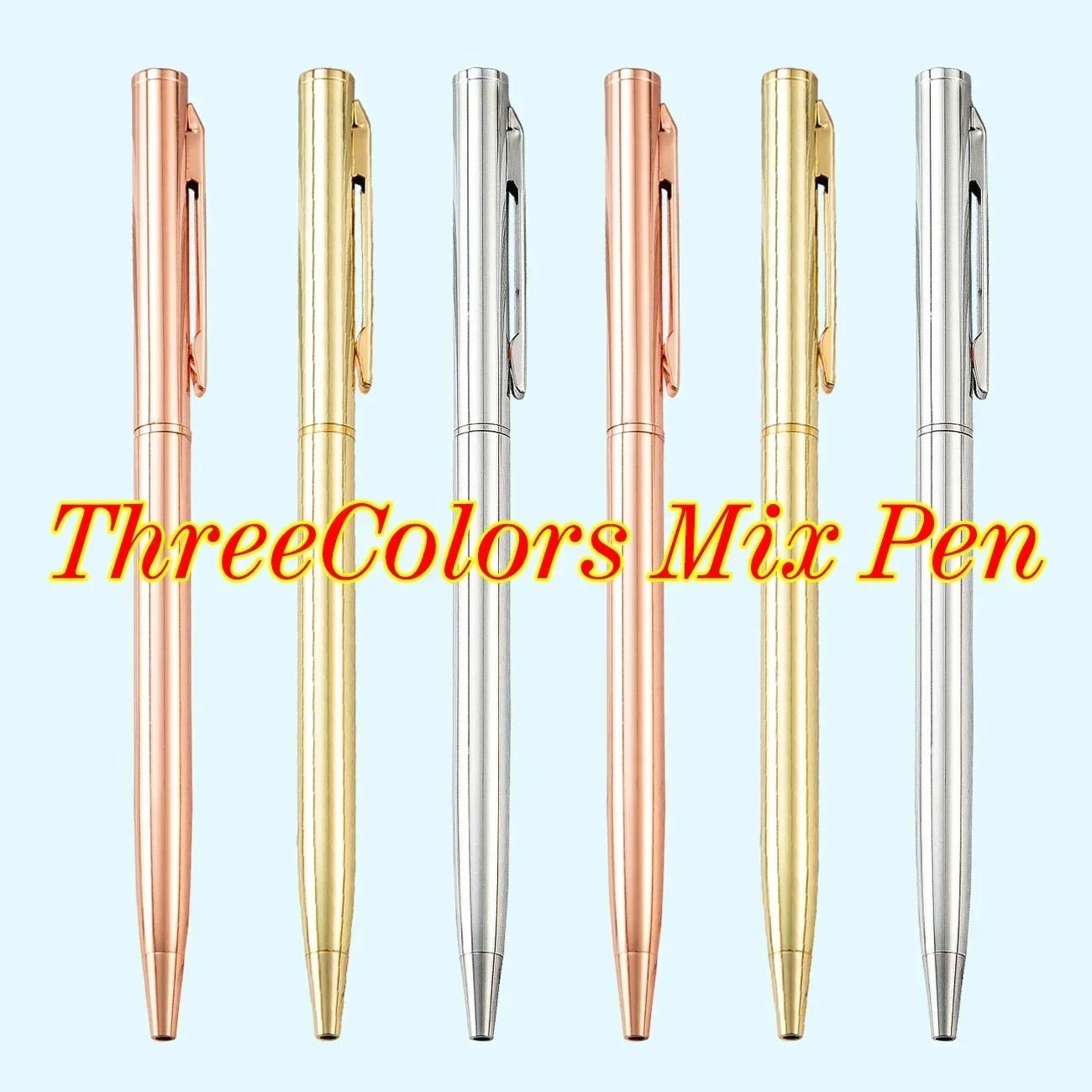 Rose Gold Custom Engraved Ballpoint Pens Slim Metal Personalized Logo Pens Bulk Set