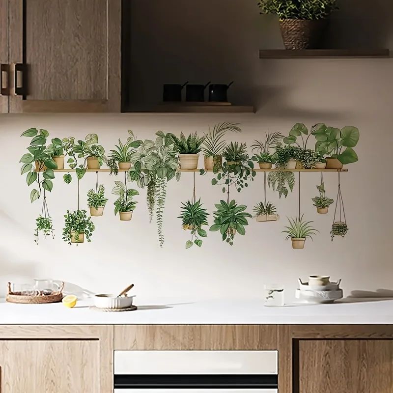 3D Flower Shelf Potted Wall Stickers Decor