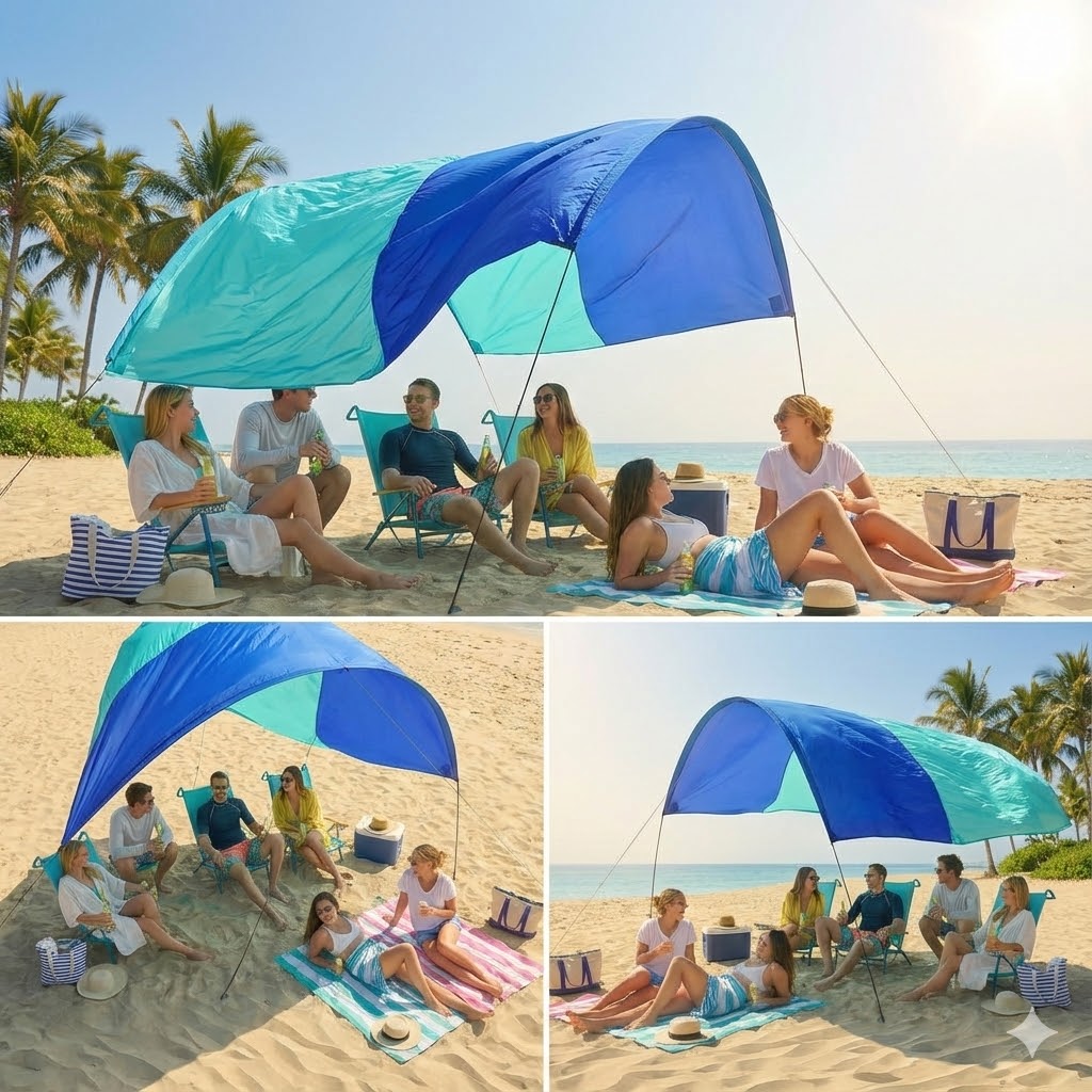 Wind Resistant Beach Shade Tent Sun Shelter Lightweight Canopy