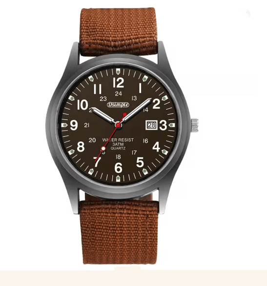 Mens Military Quartz Watch Luminous Nylon Strap Calendar Style