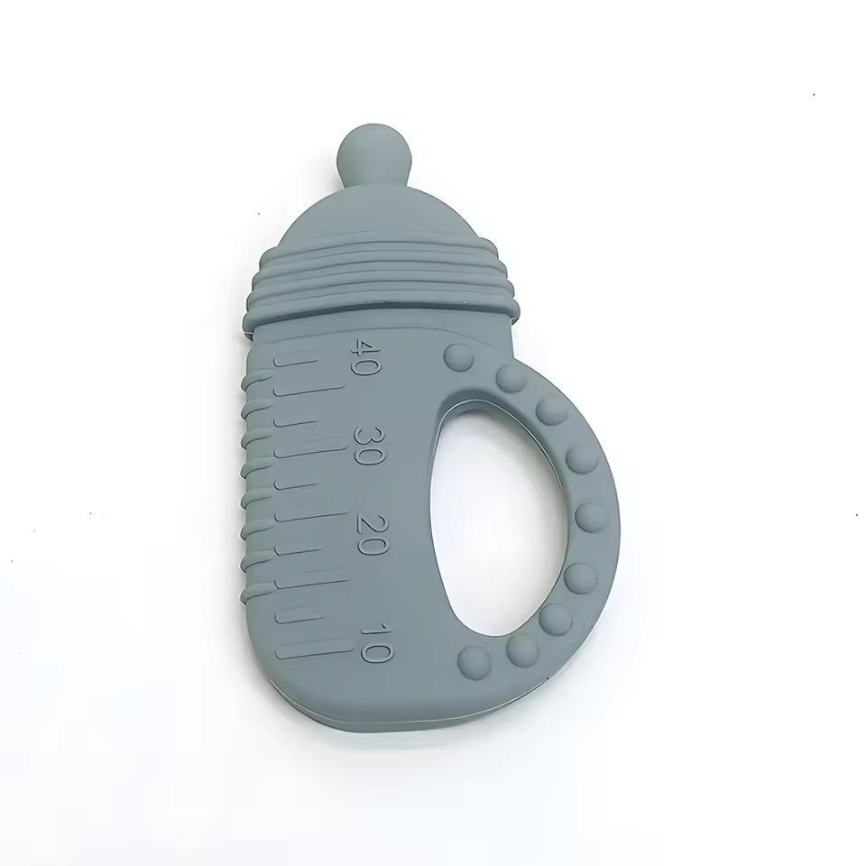 Silicone Baby Bottle Teether – Food-Grade Molar Toy with Easy-Grip Handle