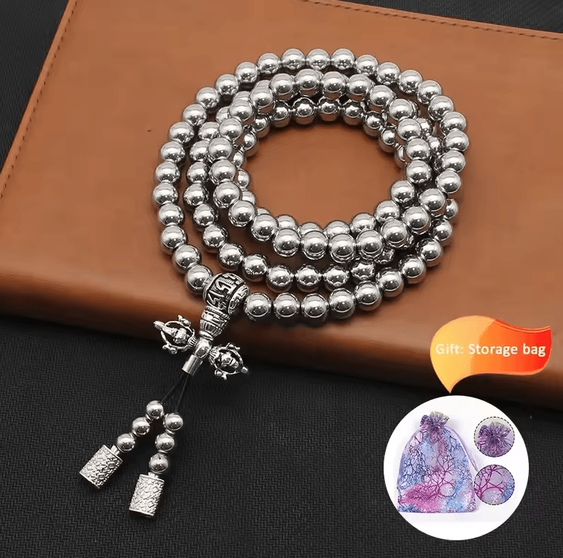 Tactical 8MM Steel Bead Bracelet Necklace – Heavy-Duty EDC Survival Chain (118–128 Beads)
