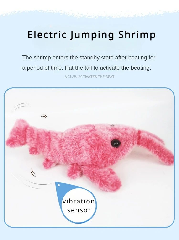 Electric Lobster Cat Toy USB Rechargeable Jumping Shrimp Plush Interactive Pet Toy