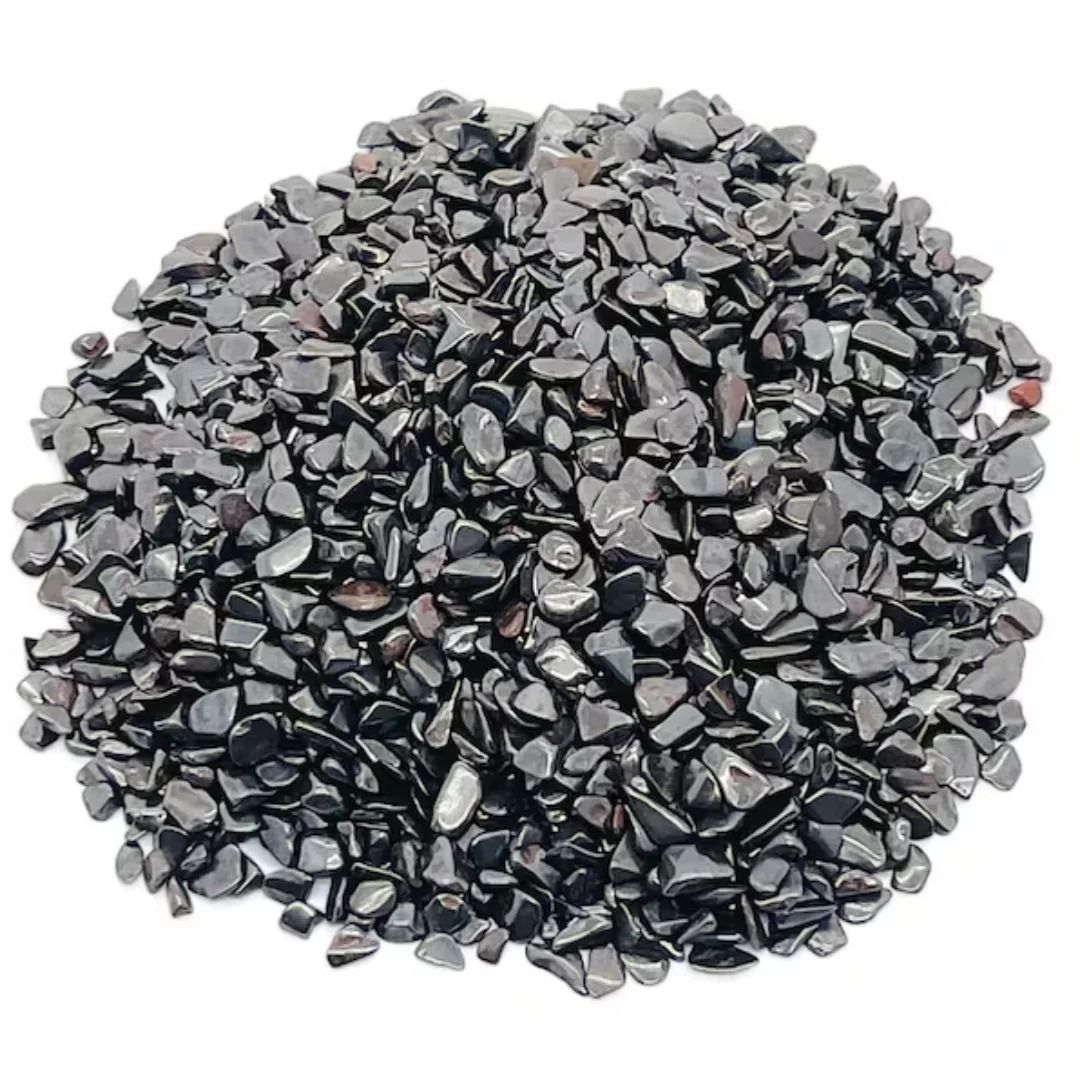 Hematite Crystal Chips Polished Black Stones for Decor and Crafts