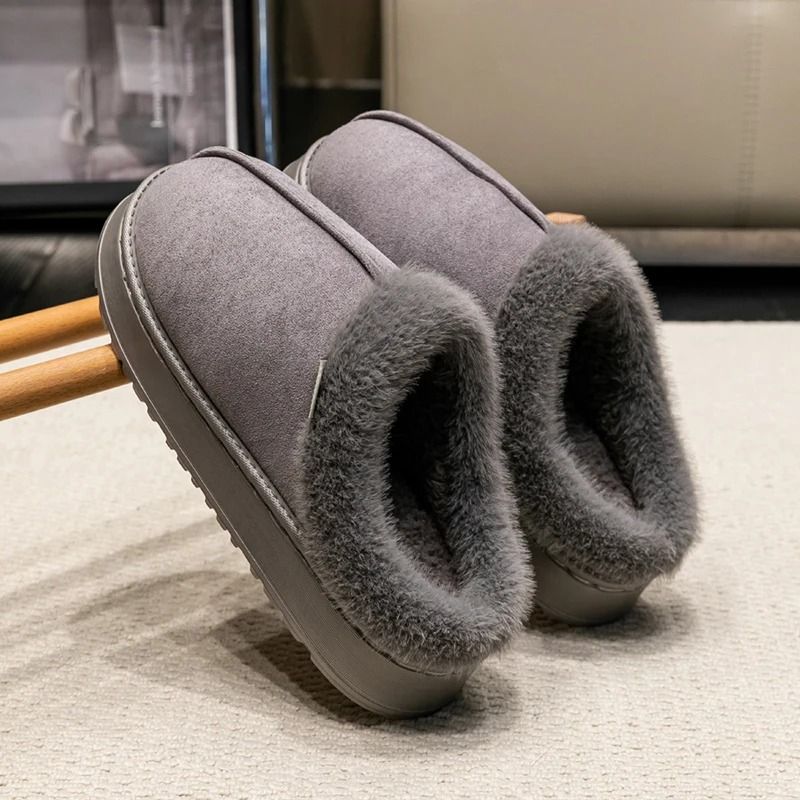 Fluffy Winter Slippers with Thick Sole Anti Slip Warm Indoor Shoes for Men and Couples