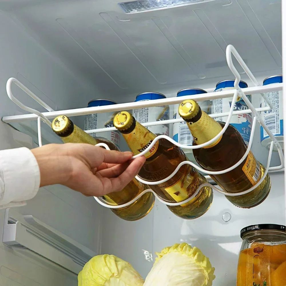 Refrigerator Organizer Under-Shelf Bottle Rack - Fridge Shelf Organizer for Beer & Wine Storage
