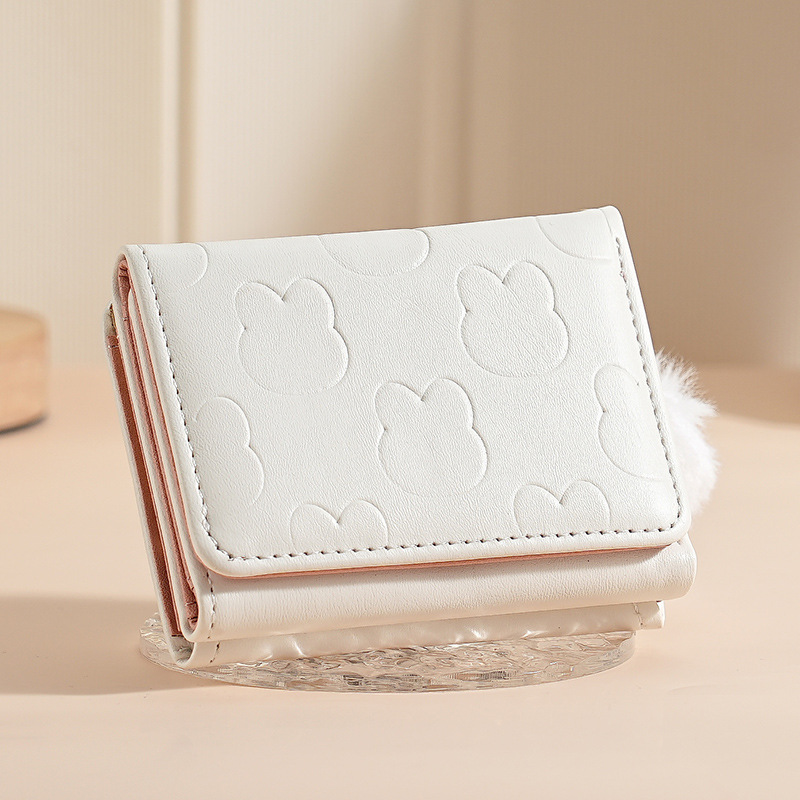 Portable Cartoon Wallet for Women UltraThin Cute Three Fold Card Holder for Students and Daily Use