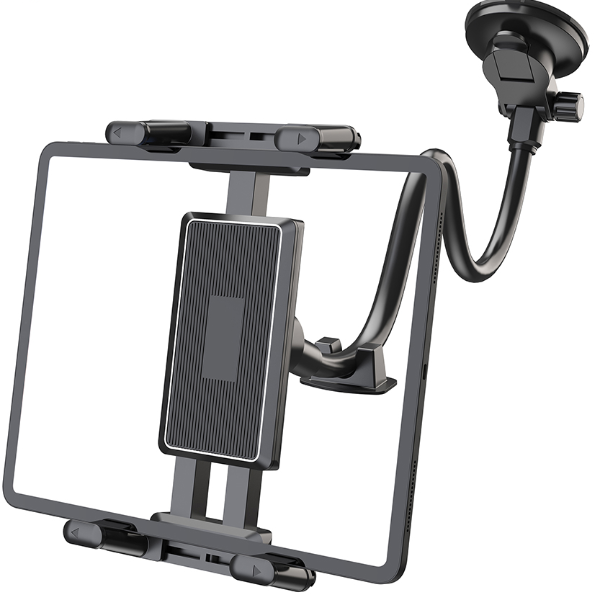 Car Dashboard Tablet Holder, Suction Cup Mount for All Tablet and Phone Devices, Large Clamp Windshield Mount