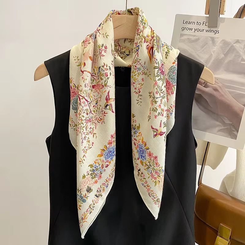 Floral Print Cotton Bandana Square Scarf 27.56in for Women Headband Neck Wrap