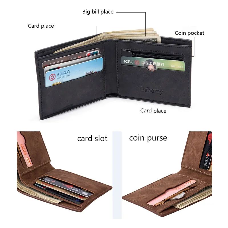 Slim Men Wallet with Zipper Coin Pocket & RFID-Ready Card Holder