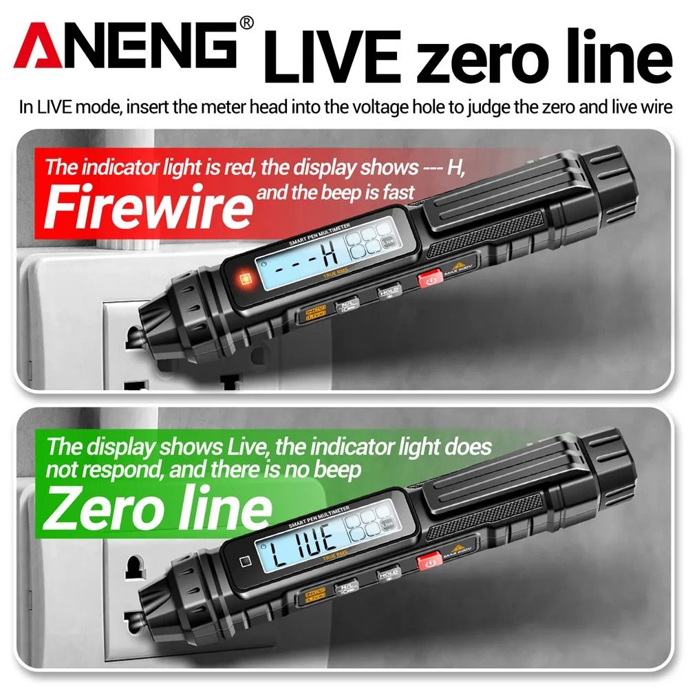 ANENG A3005 Digital Pen Multimeter 4000 Counts Non Contact Auto Voltage Ohm Diode Tester