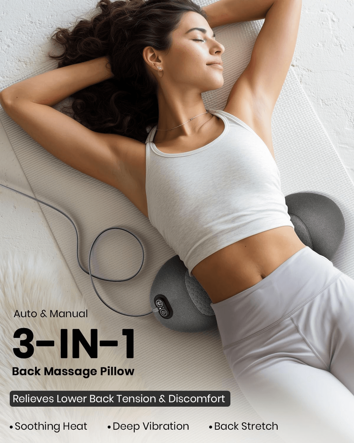 3 in 1 Back Pain Massager with Heat, Vibration & Spinal Traction Relief
