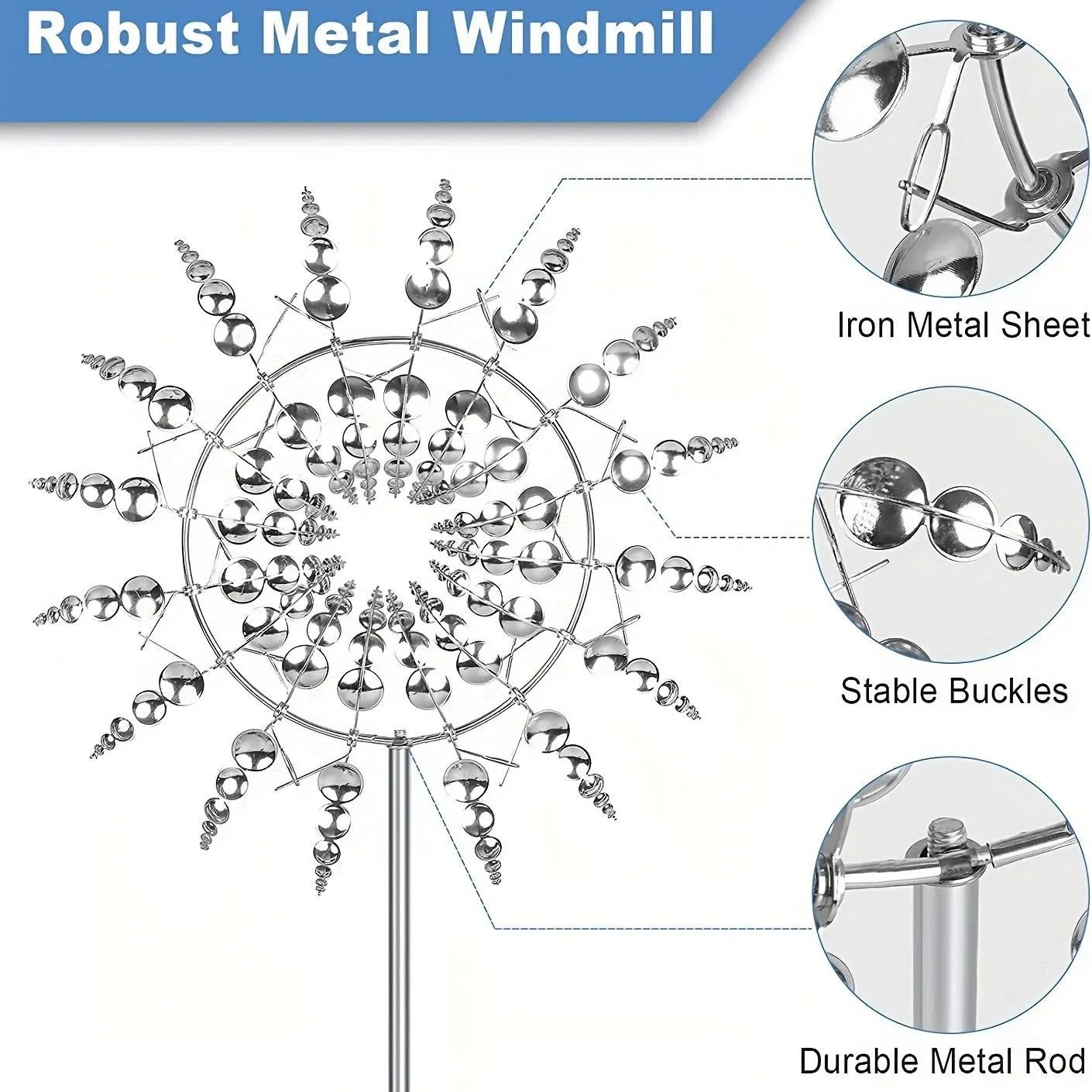 1pc Magical Kinetic Metal Windmill Spinner Unique Wind Powered Catchers Creative Patio Garden