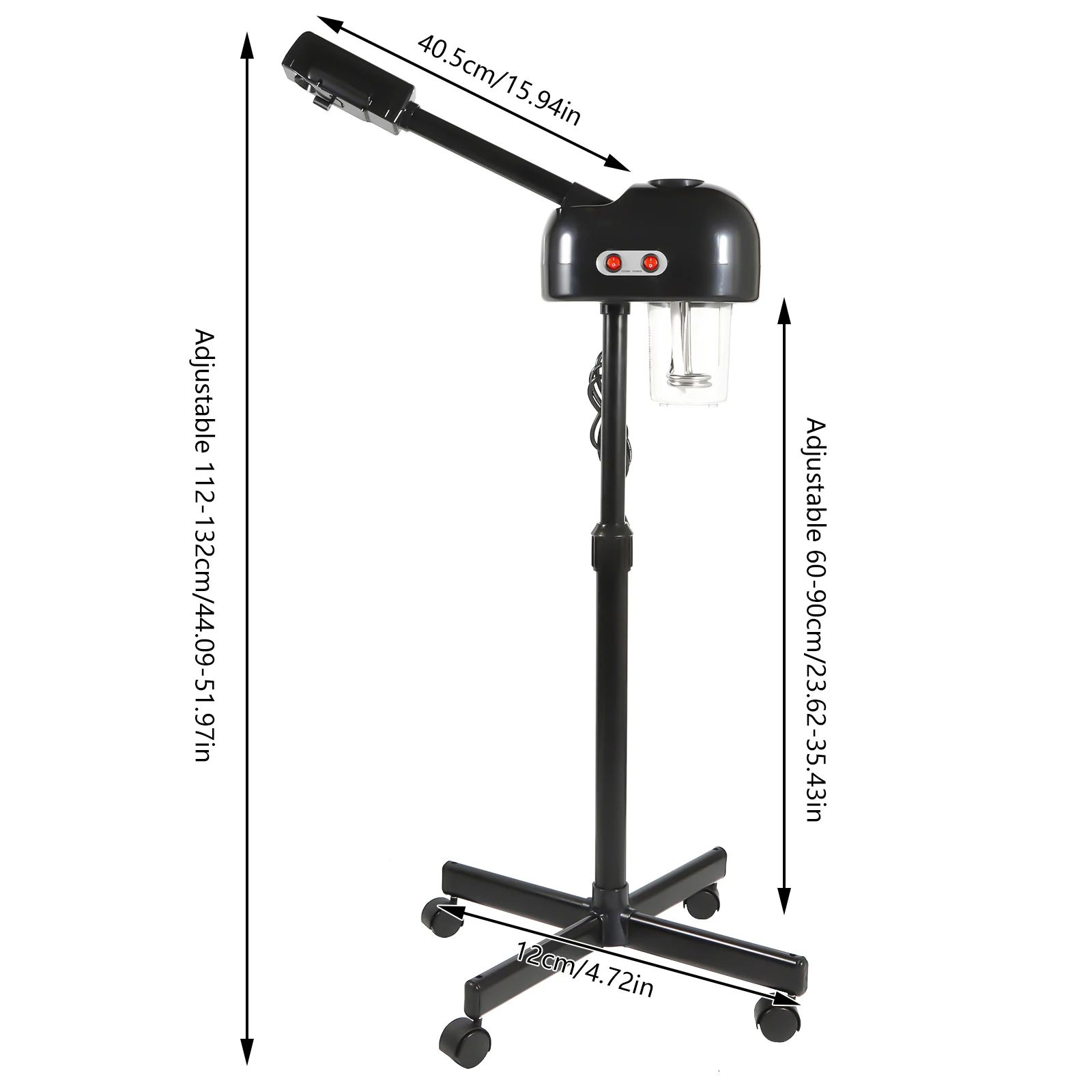 Professional Ozone Facial Steamer – Height Adjustable 360° Rotating Hot Mist Salon & Spa Steaming Machine with Wheels