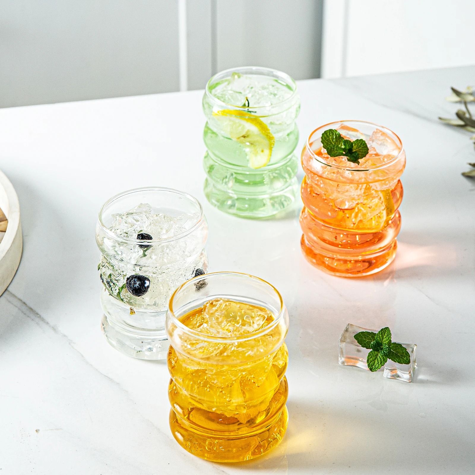 Creative Heat-Resistant Ripple Mug – High-Performance 350ml Glass Tumbler for Tea & Coffee