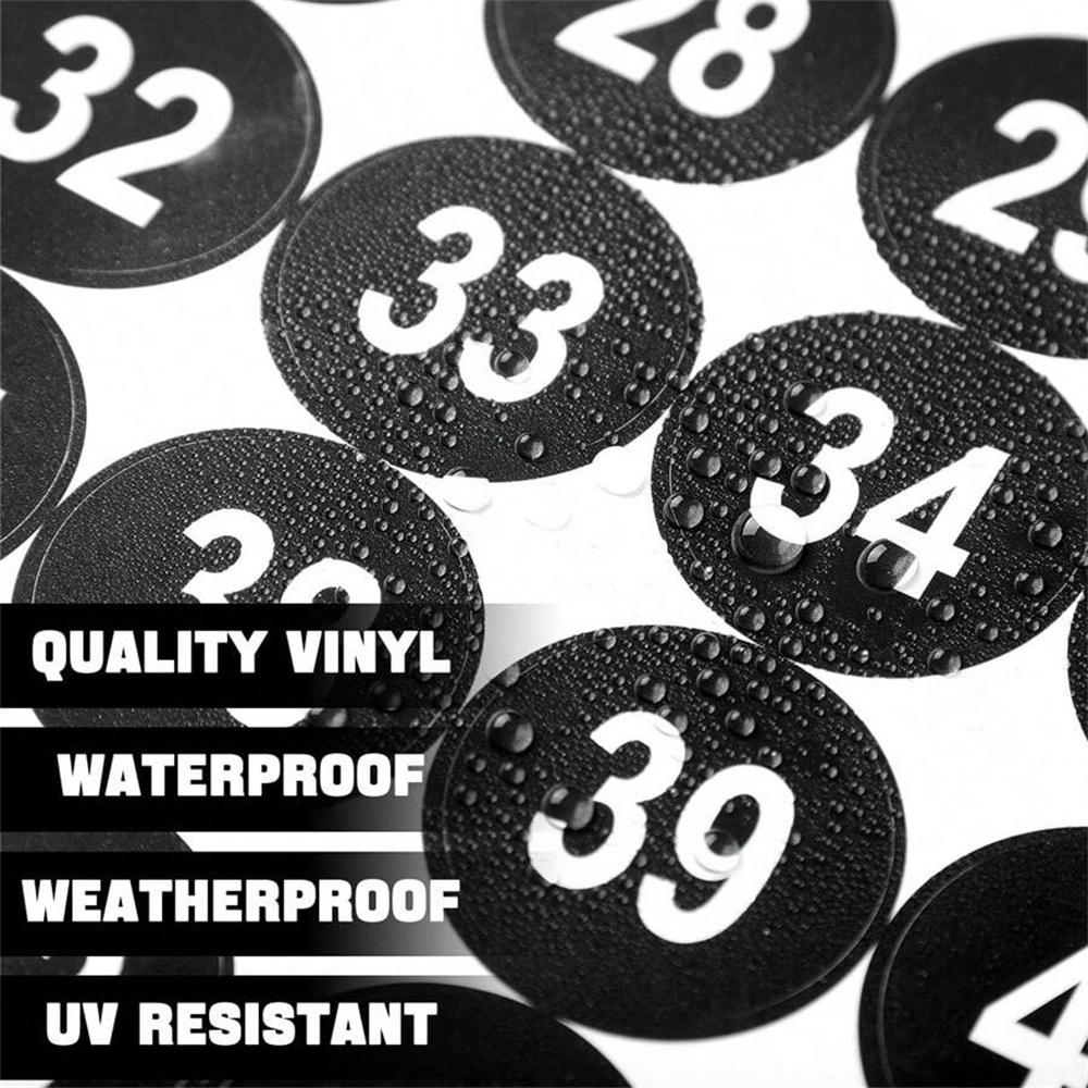 Waterproof Vinyl Number Stickers Sheets Consecutive Decals Self-Adhesive for Party Gift Decoration
