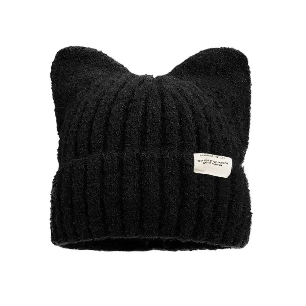 Cute Cat Ears Beanie – Autumn & Winter Warm Knitted Pullover Hat