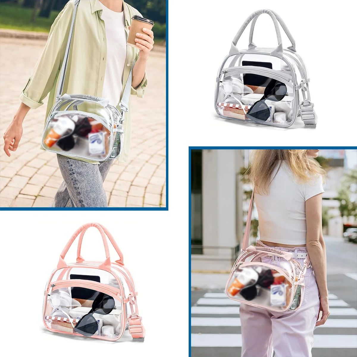 Transparent Lunch Bag with Shoulder Strap
