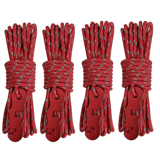 Reflective Tent Ropes Set Windproof Adjustable Camping Guy Lines with Buckles