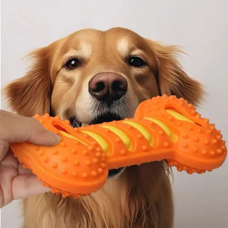 Rubber Bone Squeaky Dog Chew Toy