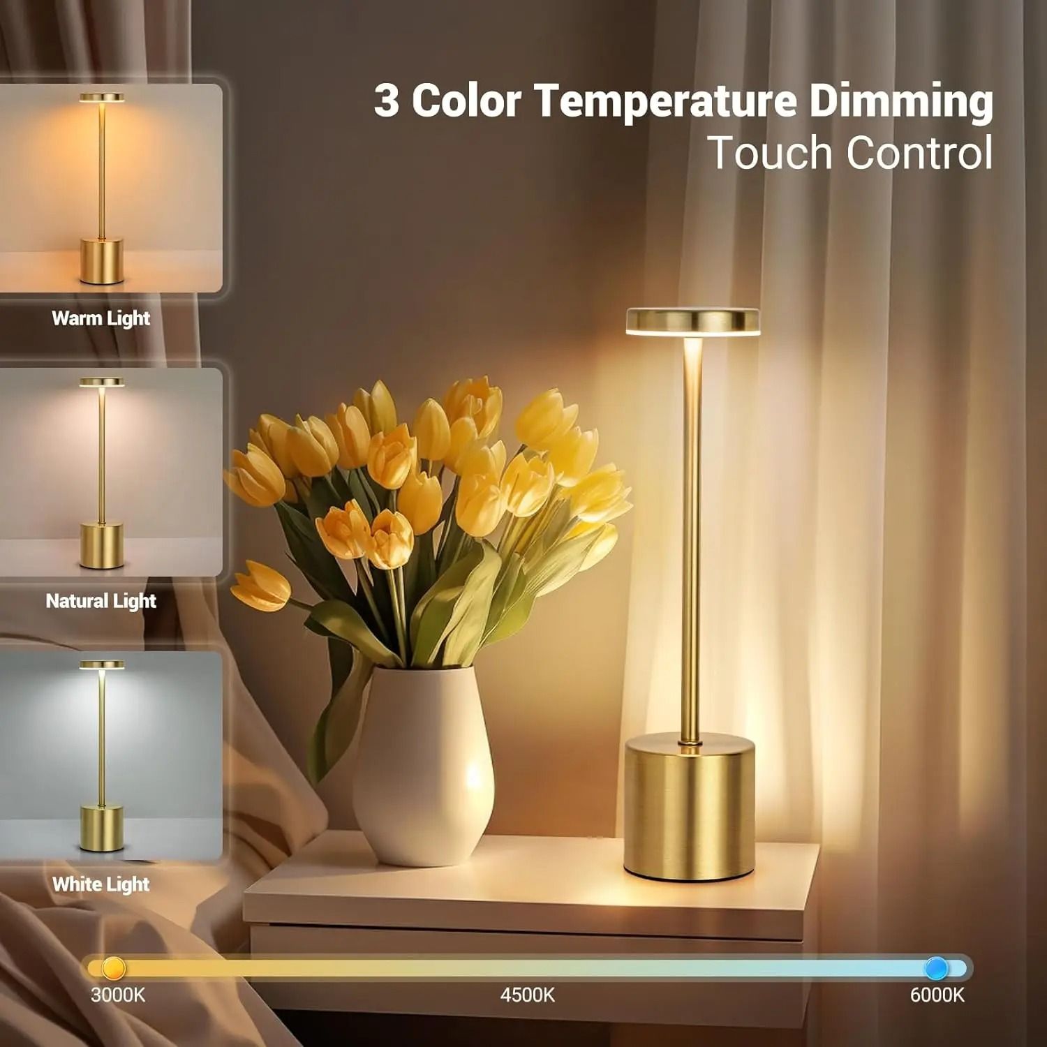 Creative Ambient Metal Table Lamp – Elegant Cordless Atmosphere Light