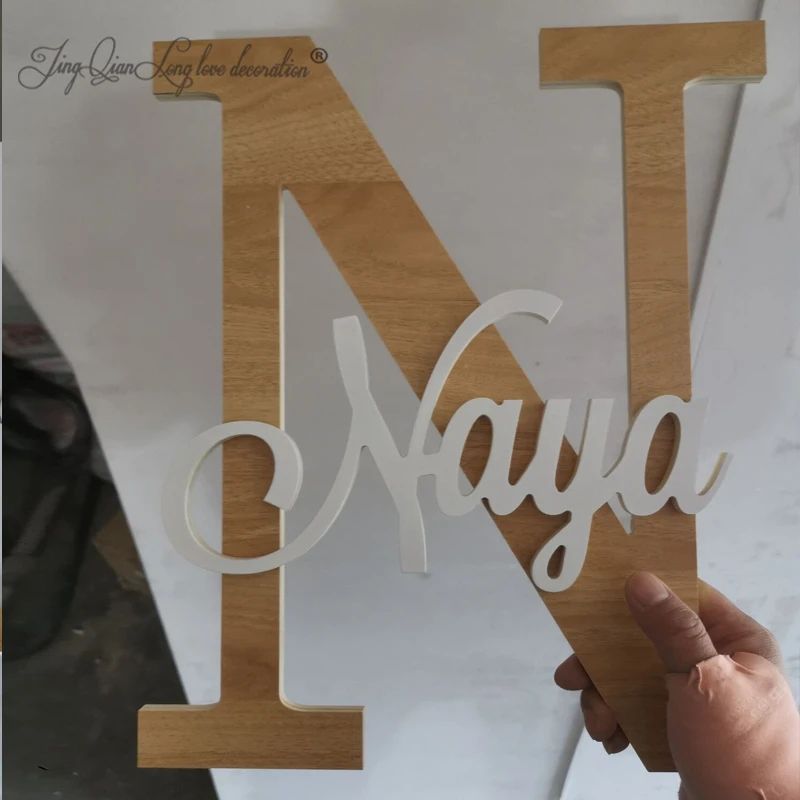 Custom Wooden Name Sign Script Baby Nursery Wall Letters Personalized Kids Room Decor